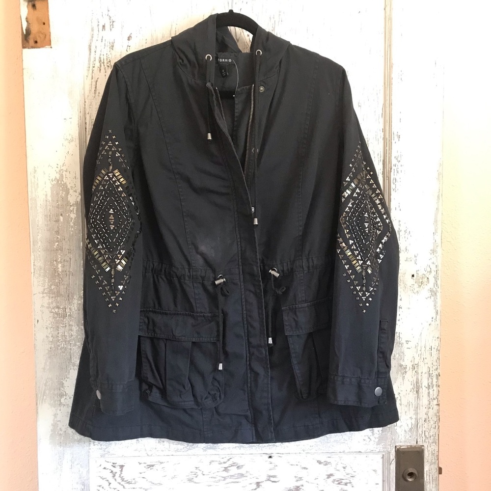 Torrid Embellished Anorak Jacket Black Sz: 0